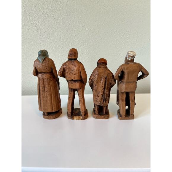Vintage ANRI or SYROCO Style Hand Carved Wooden Figurine Folk Art Lot of 4 - Picture 3 of 8